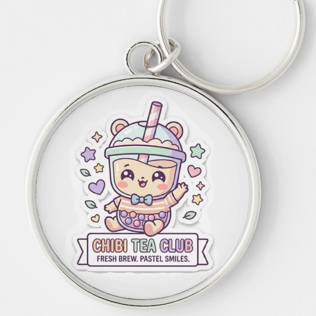 Chaveiro de Chá de Boba do Clube de Chá Cute Kawai (Frente)