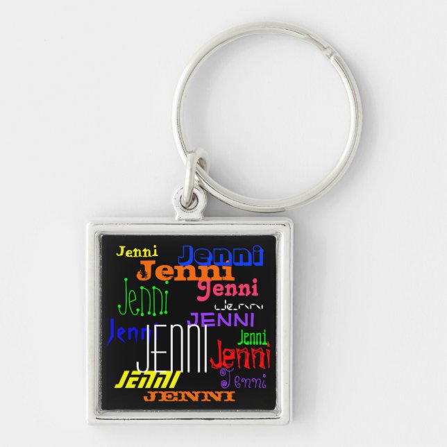 Chaveiro de Colagem Colorida de Nome Personalizado (Frente)