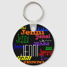 Chaveiro de Colagem Colorida de Nome Personalizado