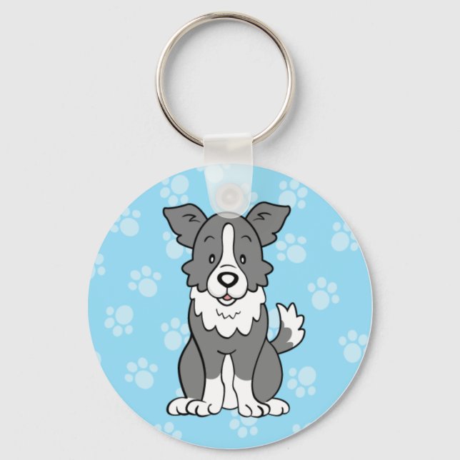 Chaveiro de Collie de Borda de Cartoon Bonita (Frente)