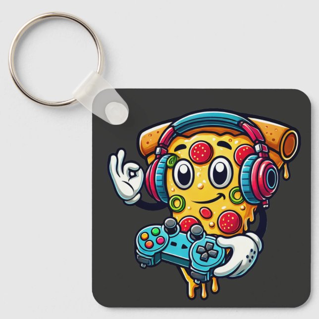 Chaveiro de Comida de jogos de vídeo da Pizza de j (Frente)