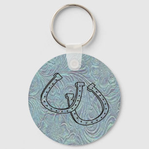 Chaveiro de couro do design W/Horseshoes do