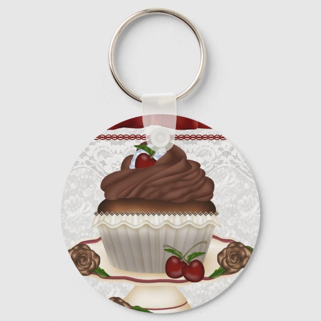 Chaveiro de Cupcake de cereja de chocolate (Frente)