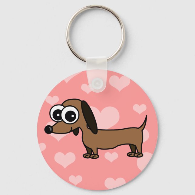 Chaveiro de Dachshund Bonito - Rosa (Frente)