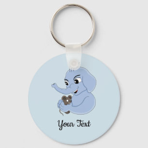 Chaveiro de desenho animado de menino elefante fof