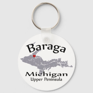 Chaveiro de Design do Mapa do Coração de Baraga