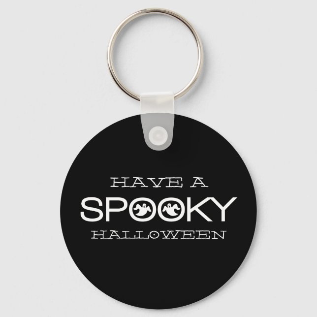 Chaveiro de Dia das Bruxas com Tipografia Spooky (Frente)