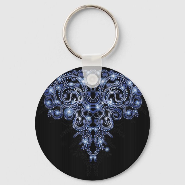 Chaveiro de espiral brilhante azul Elegante (Frente)