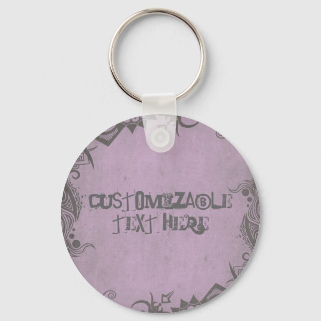 Chaveiro de estilo Grunge de Texto Personalizável (Frente)