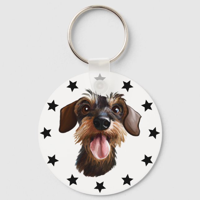 Chaveiro de estrelas de Dachshund com cabelos Wire (Frente)