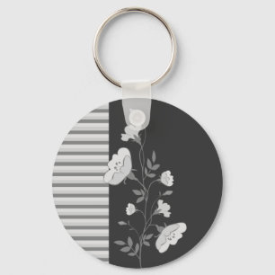 Chaveiro de Faixa Floral B&W