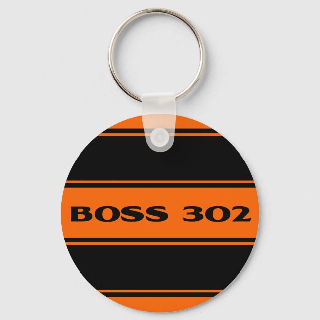 Chaveiro de faixas de corrida preto laranja Boss 3 (Frente)