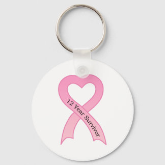 chaveiro de Fita Rosa de Sobrevivência com 12 Anos