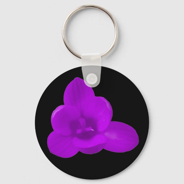 Chaveiro de Flor de Crocus Roxo (Frente)