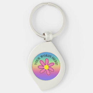 Chaveiro de Flor Rosa-Arco-Íris Personalizado
