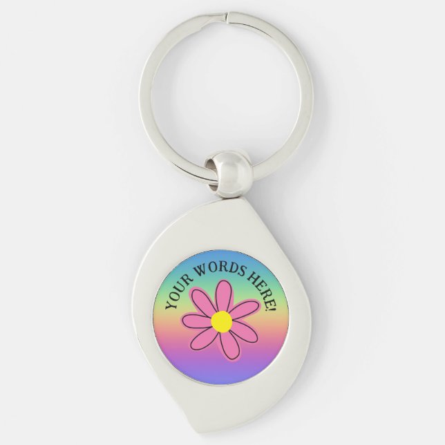 Chaveiro de Flor Rosa-Arco-Íris Personalizado (Frente)
