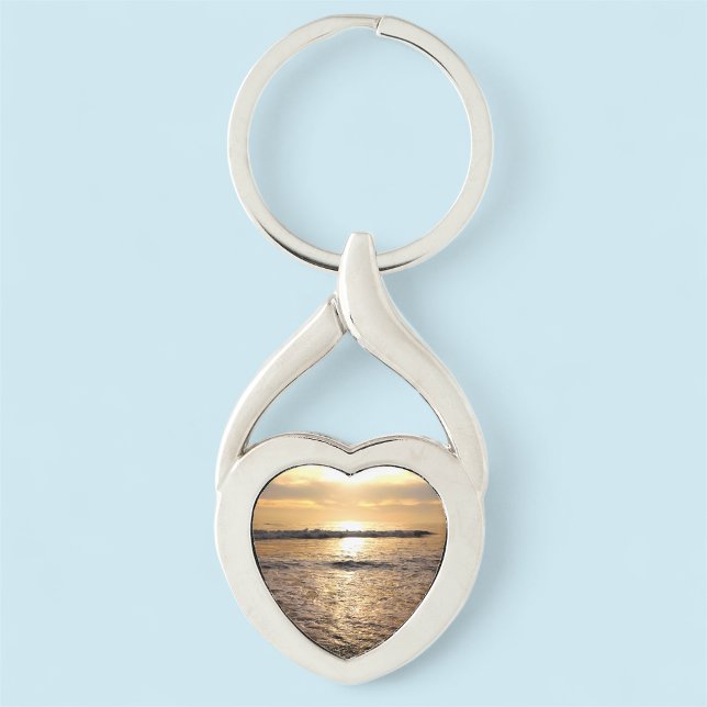 Chaveiro de Forma de Coração de Foto do Oceano Per (MISOOK Heart Photo Keychain with Ocean)