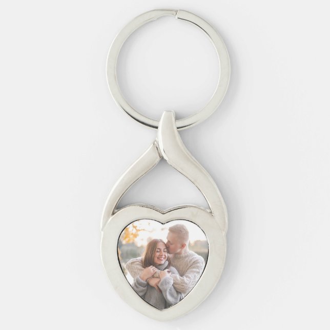 Chaveiro de Forma Foto Personalizada do Coração (Frente)
