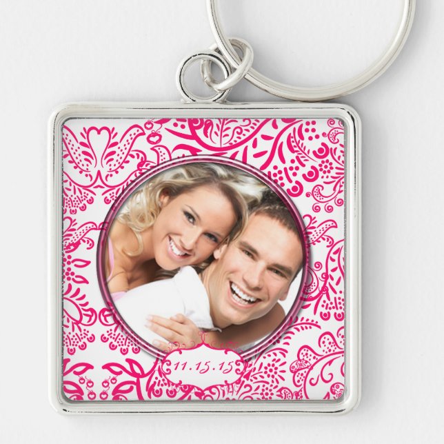 Chaveiro de Foto de Casamento de Pássaros de Amor  (Frente)