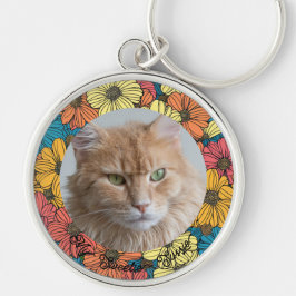 Chaveiro de Foto Simples de Pet Floral