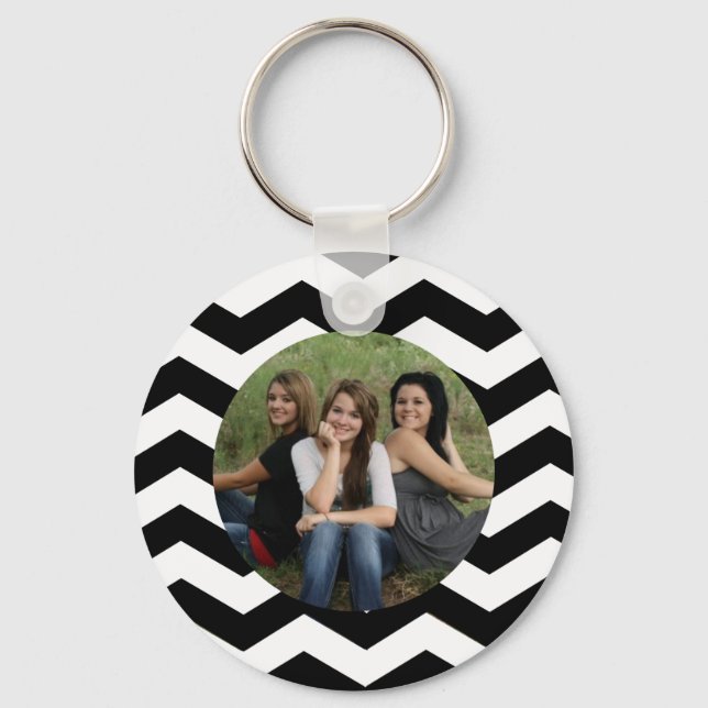 Chaveiro de Fotografia Personalizada Chevron Preto (Frente)