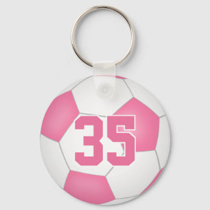 chaveiro de futebol branco-rosa giro e personaliza