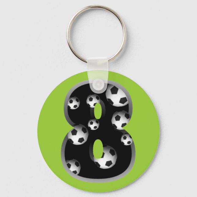 Chaveiro de futebol do número 8 personalizado (Frente)