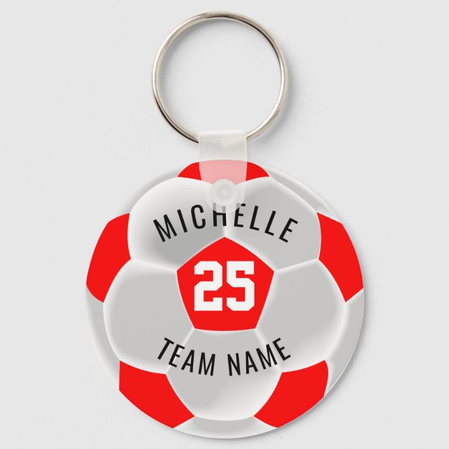Chaveiro ⚽ de futebol - Vermelho e Branco (Frente)