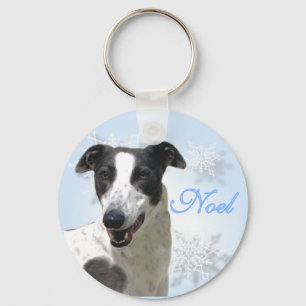 Chaveiro de galgos preto e branco