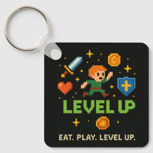 Chaveiro de Gamer Level Up – Estilo Pixel Retro