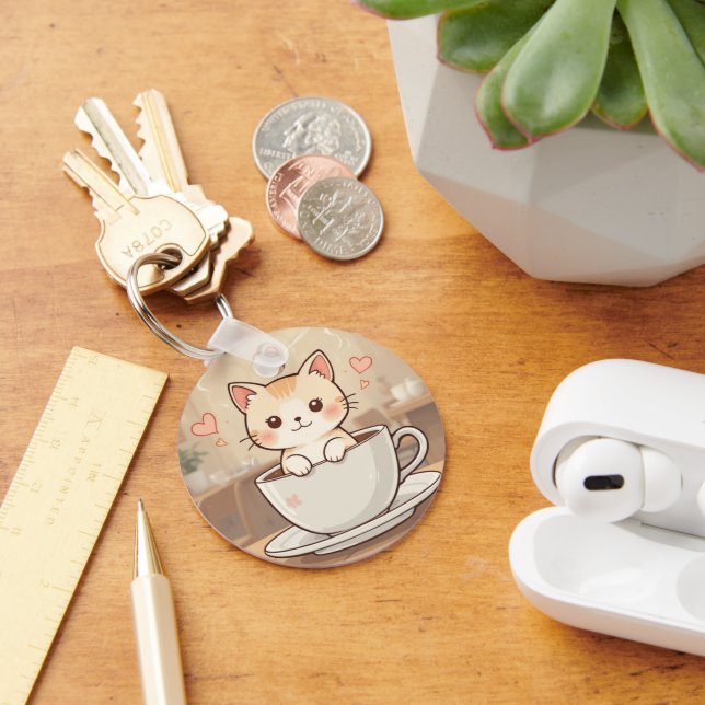 Chaveiro de Gatinho Kawaii Fofo | ideia de present (Mesa)