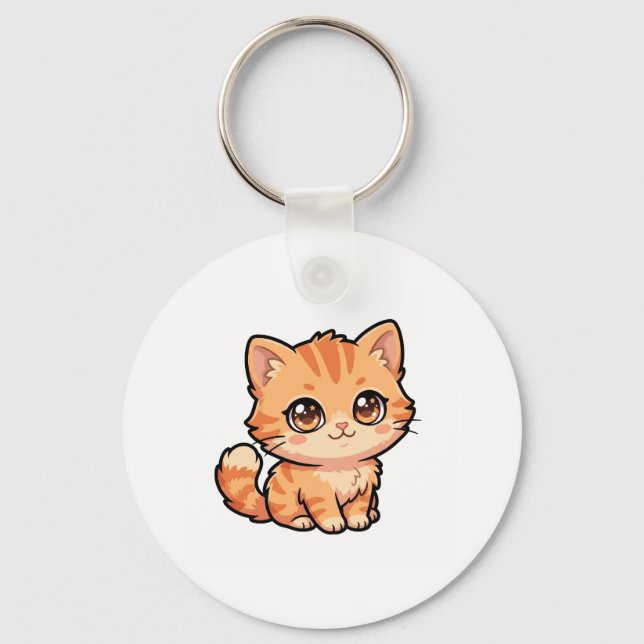Chaveiro de Gatinho Malhado Laranja Fofo (Frente)