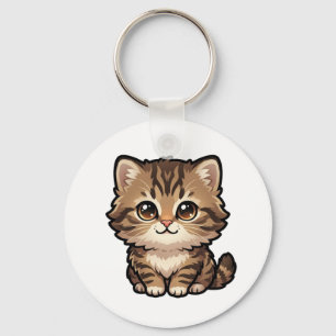 Chaveiro de Gatinho Malhado Marrom Fofo