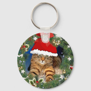 Chaveiro de Gato de Natal Bonito