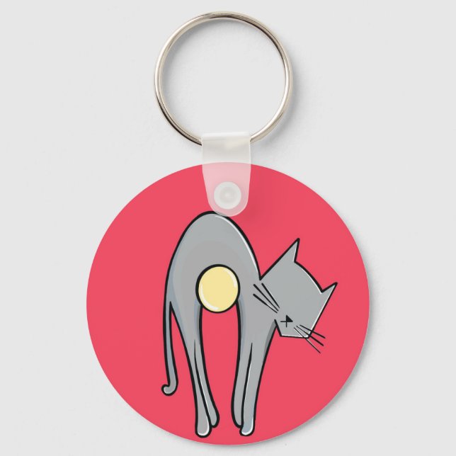 Chaveiro de Gato Engraçado - Gatinho de Cinza Míni (Frente)