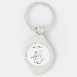 Chaveiro de Gato Engraçado Tocando Flauta 