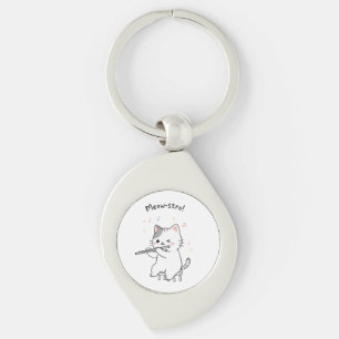 Chaveiro de Gato Engraçado Tocando Flauta