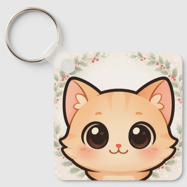 Chaveiro de Gato Kawaii Fofo (Frente)