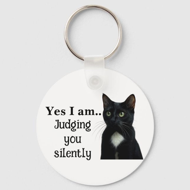 Chaveiro de Gato Negro Engraçado (Frente)