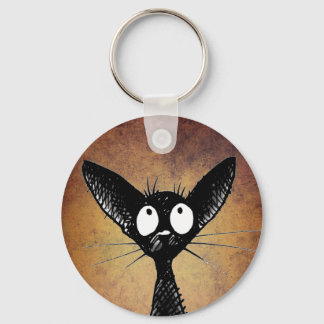 Chaveiro de gato oriental preto-branco