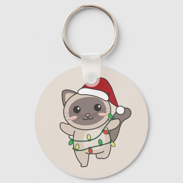 Chaveiro de Gatos de Natal para Animais de Inverno (Frente)