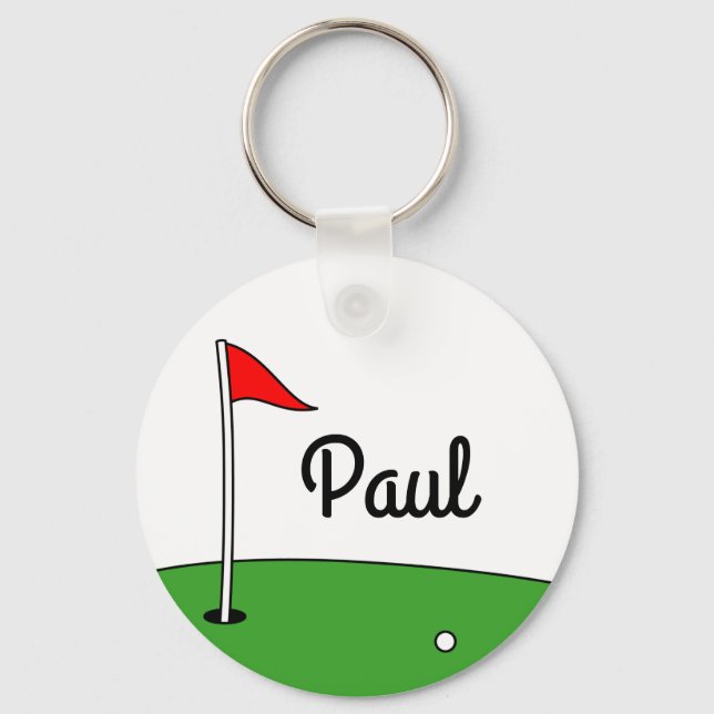 Chaveiro de golfe personalizado com design verde (Frente)