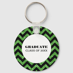 Chaveiro de Graduação da Glitter Verde Chevron