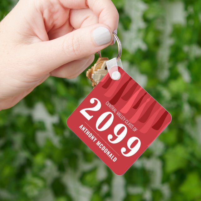 Chaveiro de Graduação de Foto em Linha Vermelha de (Mão)