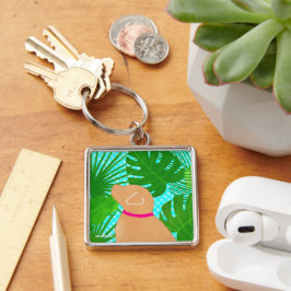 Chaveiro de Ilha Tropical Verde Cachorro Amarelo