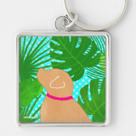 Chaveiro de Ilha Tropical Verde Cachorro Amarelo