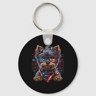 Chaveiro De julho Patriotic Yorkie Dog Bandeira Us