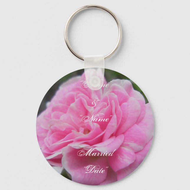Chaveiro de Lembrança de Casamento Rosa Rosa Rosa  (Frente)