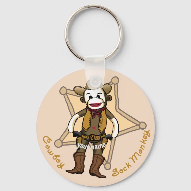 Chaveiro de Macaco de Meia Cowboy (Frente)
