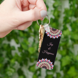 Chaveiro De Mandala, Cor Rosa, Verde E Azul